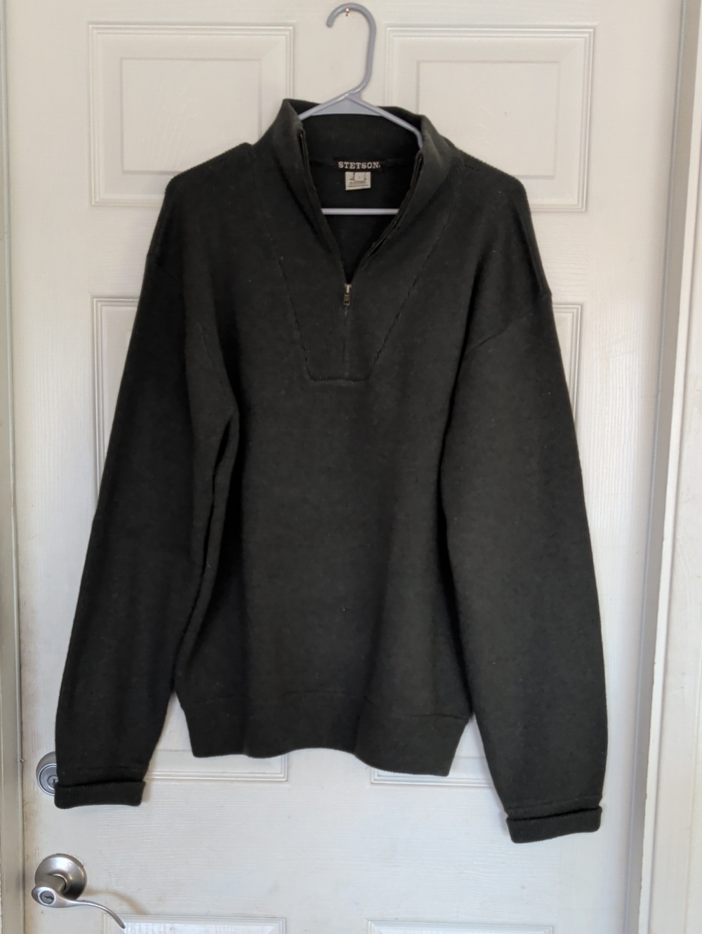 Stetson Men's Wool‎ Blend Sweater - Men Large  1/3 Zip
